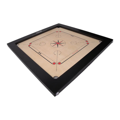 Carrom board with black frame on a white background